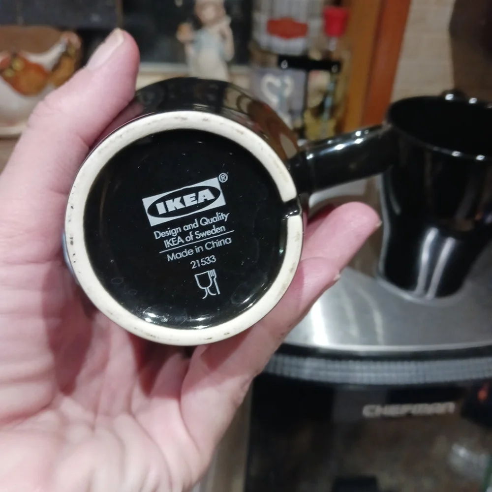 Lot -2 IKEA Fargrit Stacking Coffee Tea Mug Black 4